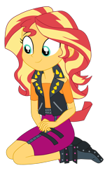 Size: 1928x3214 | Tagged: safe, artist:gmaplay, sunset shimmer, equestria girls, equestria girls specials, g4, my little pony equestria girls: better together, my little pony equestria girls: forgotten friendship, cute, shimmerbetes, simple background, sitting, solo, transparent background