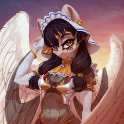 Size: 2160x2160 | Tagged: safe, artist:amishy, oc, oc only, oc:mayata, pegasus, anthro, bracelet, ear piercing, earring, female, heterochromia, high res, jewelry, mare, piercing, solo