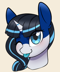 Size: 2900x3500 | Tagged: safe, artist:zeroonesunray, oc, oc only, oc:ratangga, object pony, original species, pony, train pony, unicorn, :p, horn, looking at you, one eye closed, tongue out, train, wink