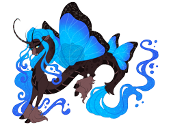 Size: 4900x3700 | Tagged: safe, artist:gigason, oc, oc only, oc:blues, draconequus, interspecies offspring, magical threesome spawn, obtrusive watermark, offspring, parent:discord, parent:princess luna, parent:queen chrysalis, simple background, solo, transparent background, watermark