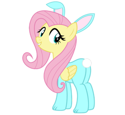 Size: 828x761 | Tagged: safe, artist:lizzmcclin, fluttershy, pegasus, pony, g4, animal costume, bunny costume, bunny ears, bunnyshy, butt, clothes, costume, female, flutterbutt, mare, plot, simple background, solo, transparent background