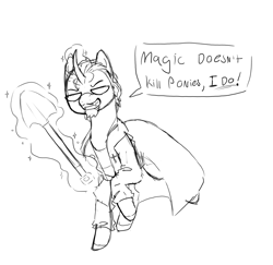 Size: 3699x3600 | Tagged: safe, artist:mischiefhooves, pony, unicorn, horn, levitation, magic, postal, postal 2, postal dude, shovel, telekinesis