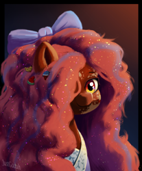 Size: 2480x3000 | Tagged: safe, artist:justgaduh, oc, oc only, earth pony, pony, bow, clothes, female, hair accessory, hair bow, hair over one eye, mare, solo