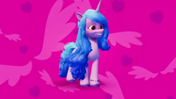 Size: 4224x2376 | Tagged: safe, izzy moonbow, pony, unicorn, g5, my little pony: a maretime bay adventure, amulet, bracelet, female, game screencap, horn, jewelry, mare, outright games, smiling, solo, upscaled