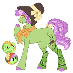 Size: 1000x1000 | Tagged: safe, artist:kazmuun, auntie applesauce, earth pony, pony, g4, alternate design, concave belly, hat, simple background, solo, transparent background, young auntie applesauce, younger