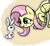 Size: 1300x1200 | Tagged: safe, artist:scandianon, angel bunny, fluttershy, pegasus, pony, rabbit, g4, animal, female, happy, looking at each other, looking at someone, looking down, looking up, male, mare, raised hoof, smiling