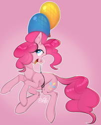 Size: 1266x1556 | Tagged: safe, artist:truust5117, pinkie pie, earth pony, pony, g4, balloon, female, floating, mare, outline, solo, then watch her balloons lift her up to the sky, white outline