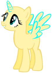 Size: 397x555 | Tagged: safe, artist:frozengembases, oc, oc only, alicorn, pony, g4, bald, base, blank flank, female, grin, mare, simple background, smiling, solo, white background