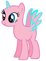 Size: 594x791 | Tagged: safe, artist:frozengembases, oc, oc only, alicorn, pony, g4, bald, base, blank flank, female, funny, mare, silly, simple background, smiling, solo, white background