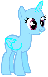 Size: 347x554 | Tagged: safe, artist:frozengembases, oc, oc only, alicorn, pony, g4, awesome, bald, base, blank flank, female, grin, mare, simple background, smiling, solo, white background