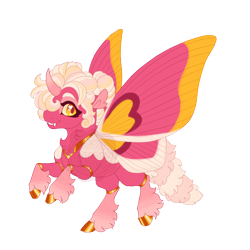 Size: 3600x3600 | Tagged: safe, artist:gigason, oc, oc only, oc:maple moth, changeling, changepony, hybrid, moth, mothling, original species, fangs, heart, heart eyes, interspecies offspring, looking at you, magical lesbian spawn, obtrusive watermark, offspring, parent:oc:honey glaze, parent:princess cadance, parents:canon x oc, simple background, smiling, smiling at you, solo, transparent background, watermark, wingding eyes