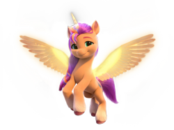 Size: 1890x1406 | Tagged: safe, sunny starscout, alicorn, pony, g5, my little pony: make your mark, official, 3d, artificial horn, artificial wings, augmented, belly, cgi, coat markings, cute, female, flying, horn, looking at you, magic, magic horn, magic wings, mane stripe sunny, mare, race swap, simple background, smiling, smiling at you, socks (coat markings), solo, sunnybetes, sunnycorn, transparent background, unshorn fetlocks, wings