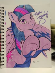 Size: 1140x1520 | Tagged: safe, artist:edgarkingmaker, twilight sparkle, alicorn, g4, belly, copic, etsy, female, lacrimal caruncle, mare, markers, round belly, signed, solo, tara strong, traditional art, twilight sparkle (alicorn)