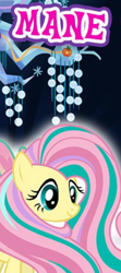 Size: 276x622 | Tagged: safe, gameloft, fluttershy, pegasus, pony, g4, my little pony: magic princess, captain obvious, cropped, english, female, i really like her mane, long mane, mare, meme, mobile game, rainbow power, rainbow power-ified, solo, text, wow! glimmer