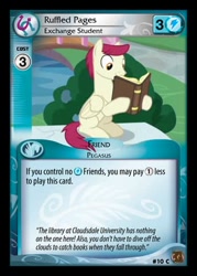 Size: 344x480 | Tagged: safe, sugar maple, pegasus, pony, g4, marks for effort, book, card game, ccg, english, enterplay, friendship student, male, merchandise, reading, ruffled pages, stallion, water