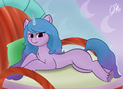 Size: 3600x2600 | Tagged: safe, artist:cobaltskies002, izzy moonbow, pony, unicorn, g5, concave belly, horn, photo, solo