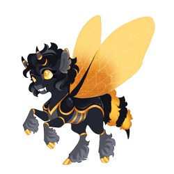 Size: 3600x3600 | Tagged: safe, artist:gigason, oc, oc only, oc:bee dance, bee, beeling, changedling, changeling, cloven hooves, magical lesbian spawn, offspring, parent:oc:honey glaze, parent:oc:memnon, parents:oc x oc, rearing, simple background, solo, transparent background