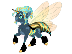 Size: 3600x2700 | Tagged: safe, artist:gigason, oc, oc only, oc:blue bee, changepony, hybrid, cloven hooves, fangs, interspecies offspring, looking at you, magical lesbian spawn, obtrusive watermark, offspring, parent:oc:honey glaze, parent:princess luna, parents:canon x oc, simple background, solo, transparent background, watermark