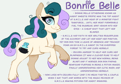 Size: 2048x1418 | Tagged: safe, artist:carouselunique, bon bon, sweetie drops, pony, g4, alternate cutie mark, alternate design, alternate hairstyle, alternate universe, bonnie belle, character swap, colored hooves, female, fetlock tuft, horn, mare, reference sheet, side stars au, simple background, smiling, solo, text, unshorn fetlocks