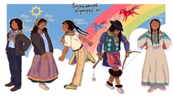 Size: 2048x1135 | Tagged: safe, artist:maplewozapi, rainbow dash, human, the grand galloping 20s, g4, alternate name, alternate universe, dark skin, human coloration, humanized, indigenous, lakota, native american, two spirit
