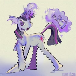 Size: 2048x2048 | Tagged: safe, artist:puppetizer, twilight sparkle, pony, unicorn, g4, bong, gradient background, horn, magic, solo, unicorn twilight