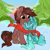 Size: 3000x3000 | Tagged: safe, artist:kristina, oc, oc only, oc:allira, oc:autumn rosewood, earth pony, pegasus, pony, unicorn, clothes, commission, couple, horn, love, scarf, shared clothing, shared scarf, snow, tree, ych result