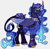 Size: 1177x1162 | Tagged: safe, artist:devilbunzz, princess luna, alicorn, pony, g4, alternate color palette, alternate design, alternate hair color, alternate tail color, alternate tailstyle, bangles, blue eyes, blue mane, blue sclera, blue tail, checkered background, cheek fluff, colored horn, colored muzzle, colored pinnae, colored wings, colored wingtips, curved horn, ear fluff, ethereal mane, ethereal tail, fangs, female, folded wings, frown, horn, horn flag, jewelry, leonine tail, lidded eyes, long mane, long tail, mare, multicolored coat, multicolored wings, patterned background, peacock feathers, peytral, purple coat, solo, sparkly mane, sparkly tail, standing, tail, unshorn fetlocks, veil, wavy mane, wavy tail, wings