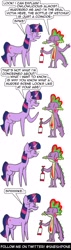 Size: 1000x3500 | Tagged: safe, artist:sneshpone, spike, twilight sparkle, dragon, pony, unicorn, g4, owl's well that ends well, food, implied owlowiscious, ketchup, sauce, simple background, unicorn twilight, white background