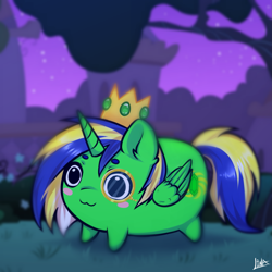 Size: 2369x2372 | Tagged: safe, artist:lina, oc, oc only, alicorn, chibi, commission, crown, jewelry, night, regalia, ych result