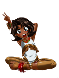 Size: 2765x3654 | Tagged: safe, alternate version, artist:mauroz, winona, human, g4, child, dark skin, humanized, humanized pet, missing accessory, native american, simple background, solo, transparent background, younger