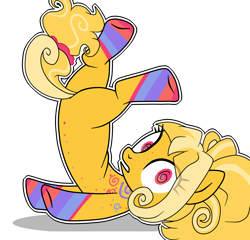 Size: 5000x4800 | Tagged: safe, artist:chocolate, oc, oc only, oc:swirlie scribble, earth pony, pony, blank flank, butt, commission, cute, female, freckles, gritted teeth, lying down, mare, markings, on back, plot, simple background, solo, teeth, transparent background, unshorn fetlocks, ych result