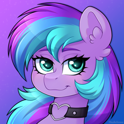 Size: 4000x4000 | Tagged: safe, artist:madelinne, oc, oc only, oc:nikita dash, pony, bust, female, gradient background, looking at you, mare, portrait, smiling, smiling at you, solo
