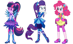 Size: 6009x3600 | Tagged: safe, artist:mixiepie, pinkie pie, rarity, twilight sparkle, human, equestria girls, g4, my little pony equestria girls: legend of everfree, boots, crystal guardian, high heel boots, shoes, simple background, transparent background, vector