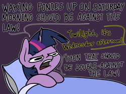 Size: 2047x1534 | Tagged: safe, artist:ewoudcponies, twilight sparkle, pony, g4, angry, bed, dialogue, female, solo