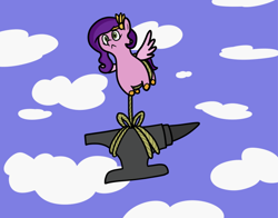 Size: 640x502 | Tagged: safe, artist:ewoudcponies, pipp petals, pony, g5, adorapipp, anvil, cute, female, flying, rope, solo