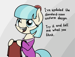 Size: 2048x1560 | Tagged: safe, artist:ewoudcponies, coco pommel, earth pony, pony, g4, clothes, female, mare, open mouth, solo