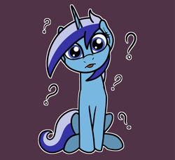 Size: 2048x1864 | Tagged: safe, artist:ewoudcponies, minuette, pony, unicorn, g4, confused, female, horn, mlem, question mark, silly, simple background, solo, tongue out