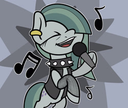 Size: 2047x1731 | Tagged: safe, artist:ewoudcponies, marble pie, earth pony, pony, g4, bipedal, choker, female, punk, singing, solo, spiked choker