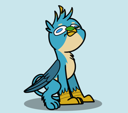 Size: 2048x1816 | Tagged: safe, artist:ewoudcponies, gallus, griffon, g4, blue background, leaf, male, simple background, solo