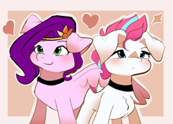 Size: 2048x1463 | Tagged: safe, artist:nari_artsz, pipp petals, zipp storm, pegasus, pony, g5, choker, duo, female, floppy ears