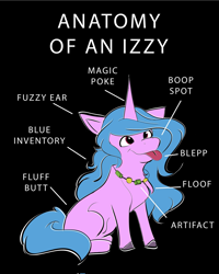 Size: 1638x2048 | Tagged: safe, artist:nari_artsz, izzy moonbow, pony, unicorn, g5, :p, anatomy, black background, cute, female, horn, izzybetes, mlem, silly, simple background, solo, tongue out