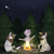 Size: 2449x2449 | Tagged: safe, artist:pixelberrry, oc, oc only, earth pony, pony, unicorn, belly, campfire, countershading, female, forest, horn, magic, mare, nature, night, night sky, sitting, sky, starry night, stars, tree, trio