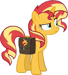 Size: 607x670 | Tagged: safe, artist:pascalmulokozi2, edit, edited screencap, screencap, sunset shimmer, pony, unicorn, equestria girls, g4, mirror magic, spoiler:eqg specials, background removed, bag, female, horn, not a vector, saddle bag, show accurate, simple background, solo, transparent background