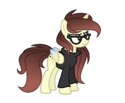 Size: 839x688 | Tagged: safe, artist:darbypop1, oc, oc only, oc:darby, alicorn, pony, alicorn oc, clothes, female, glasses, horn, mare, shirt, simple background, solo, transparent background, wings