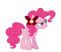 Size: 2619x2267 | Tagged: safe, artist:darbypop1, pinkie pie, earth pony, pony, g4, bell, bow, hair bow, looking at something, simple background, smiling, solo, transparent background