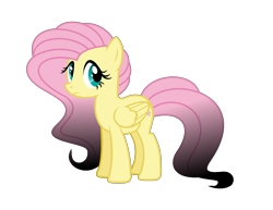 Size: 1497x1153 | Tagged: safe, artist:darbypop1, fluttershy, pegasus, pony, g4, alternate hair color, alternate hairstyle, folded wings, gradient mane, looking at you, simple background, solo, transparent background, wings