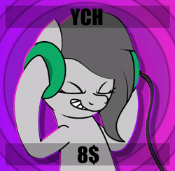 Size: 1024x1005 | Tagged: safe, artist:vilord, oc, earth pony, pony, animated, commission, gif, headphones, smiling, your character here