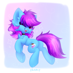 Size: 3000x3000 | Tagged: safe, artist:persikulka, oc, oc only, oc:nohra, earth pony, pony, butt, collar, ear fluff, earth pony oc, eye clipping through hair, female, high res, hoof heart, looking at you, mare, one eye closed, open mouth, open smile, plot, smiling, smiling at you, solo, underhoof, wink, winking at you