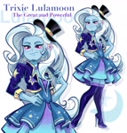 Size: 1948x2048 | Tagged: safe, artist:libbly_libby, trixie, human, equestria girls, g4, boots, female, high heel boots, magician outfit, shoes, solo