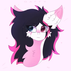 Size: 3000x3000 | Tagged: safe, artist:gaffy, oc, oc only, oc:lunylin, pegasus, pony, bust, cheek fluff, chest fluff, colored belly, ear fluff, ear markings, facial markings, female, heterochromia, mare, pegasus oc, portrait, reverse countershading, simple background, solo
